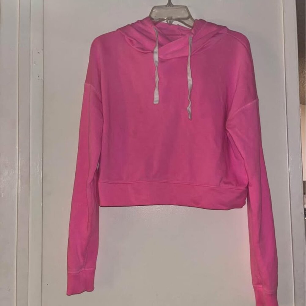 The Lounge Life Cropped Pink Hoodie, Large